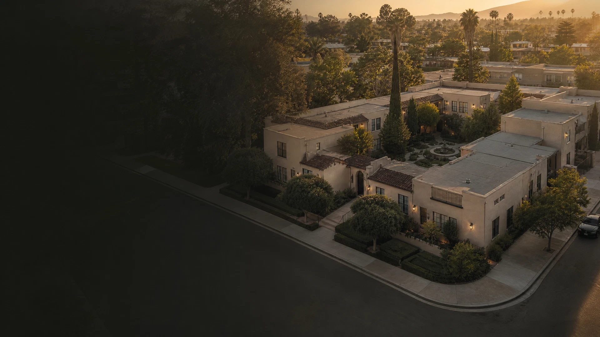 Illustrative aerial view of a multi-unit residential property
